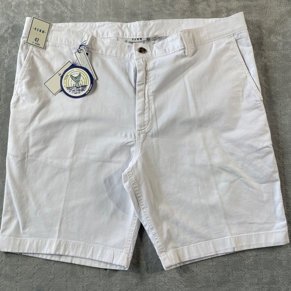 ROWM Chino Shorts Mens 42 White Sirena Beach Summer Coastal Casual Resort Preppy